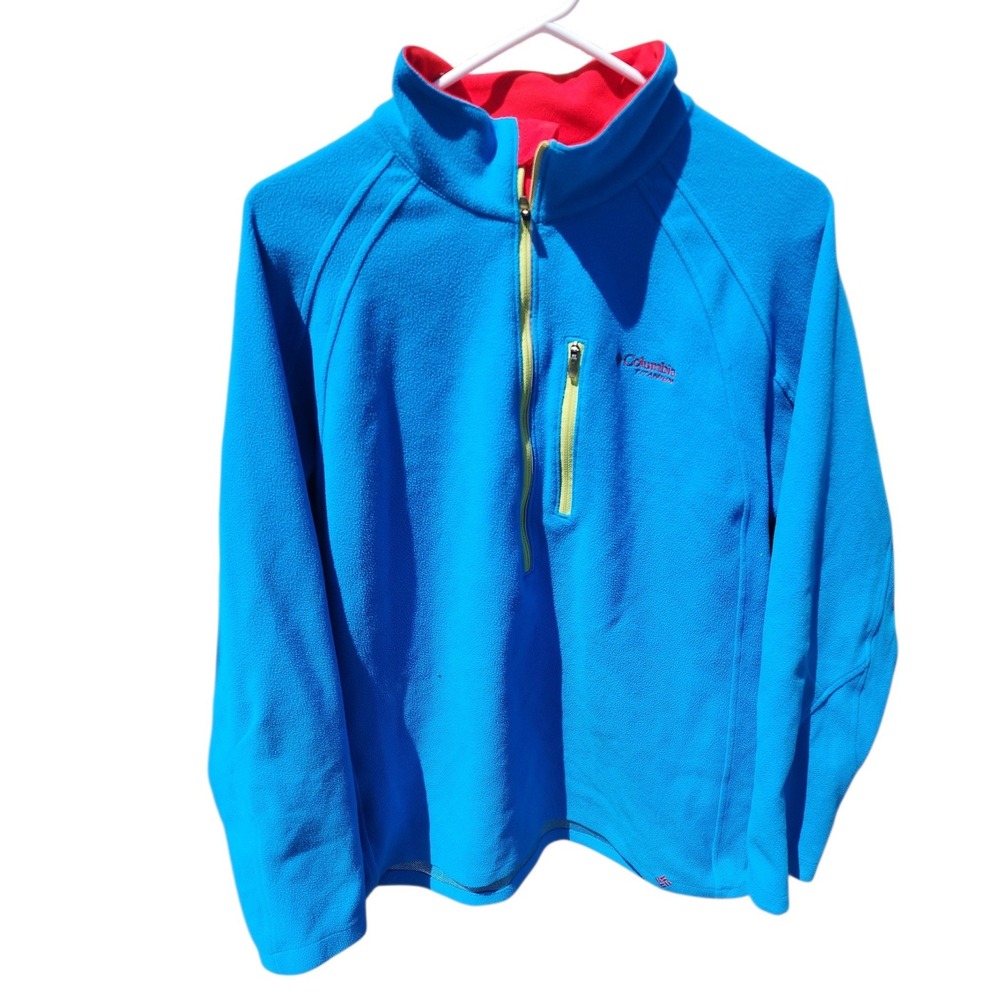 Columbia Titanium Omni-Heat Fleece Pullover Blue Mens Large Quarter Zip Jacket